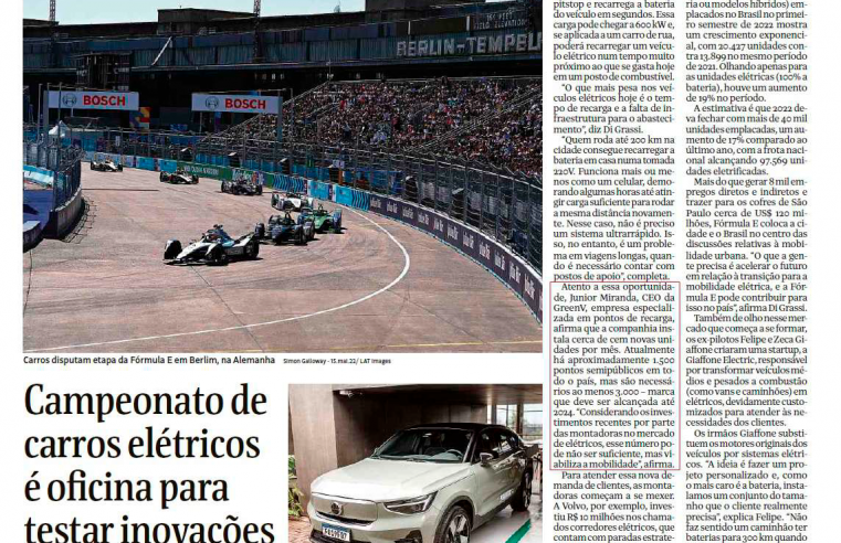 Mobilidade Elétrica: matéria publicada no jornal Folha de São Paulo